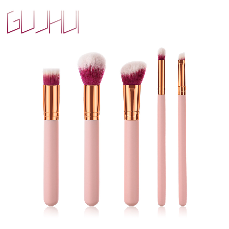 Pennelli per trucco da 5 pezzi, strumenti di bellezza, manico in legno Yuncai, tubo per la bocca, capelli in nylon GUJHUI_voghion.com
