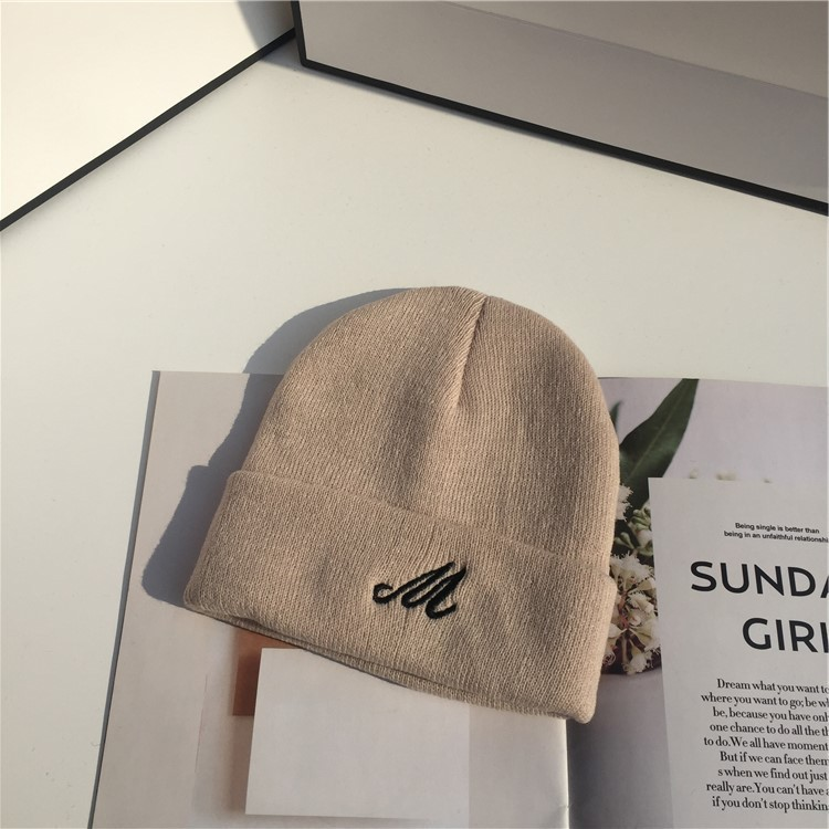 Männer- a Fraemützen Wollmütz Damen Wanter waarm Mütz Männer a Fraen All-Match einfach Broderie einfarweg Pullovermütz gestrickt Mütz kal Mütz Gezäit_voghion.com