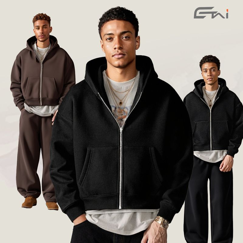 ETAI Men's Clothing 360G Autumn And Winter New Products Loose Men's Short Version Trendy Brand Hooded Sweater Thickened Suit Casual Single Wear_voghion.com
