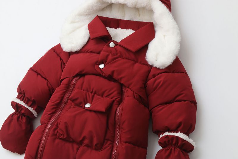 Pelele de invierno premium con capucha para bebé Mother & Kids: mono grueso acolchado de algodón para bebés y niños pequeños (66-90 cm), unisex, manga larga, con cremallera_voghion.com
