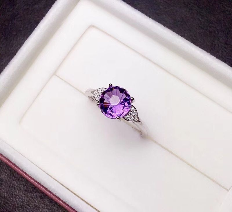 Natürlicher Amethystring, Silber, der Preis ist angemessen, Shop-Werbeartikel_voghion.com