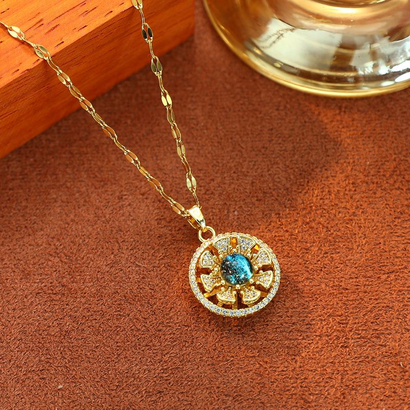 Titanium Steel Non-Fading Copper Micro-Inlaid Zircon Pendant Necklace Fashion Light Luxury Niche High-End Clavicle Chain_voghion.com