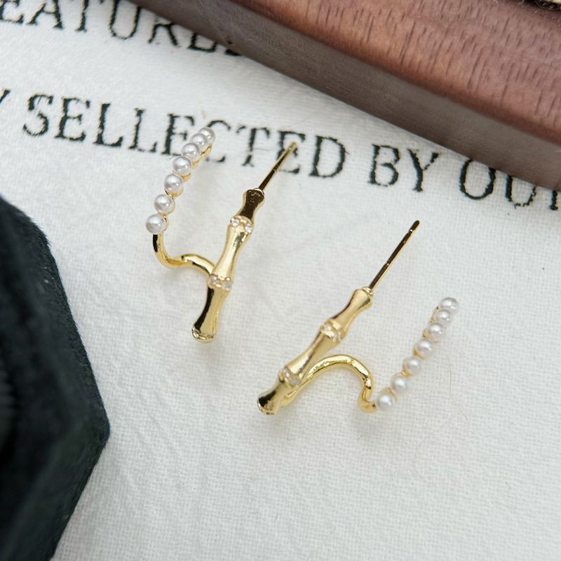 Versione coreana di semplice bambù a doppio strato, elegante, lussuoso, di alta qualità, zircone E, Ins, ago d'argento di nicchia_voghion.com