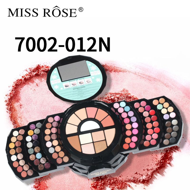 MISS ROSE 108 farger perlemorsøyenskygge konturleppestift sminkeboks matt blush fint glitter øyenskyggepalettsett_voghion.com