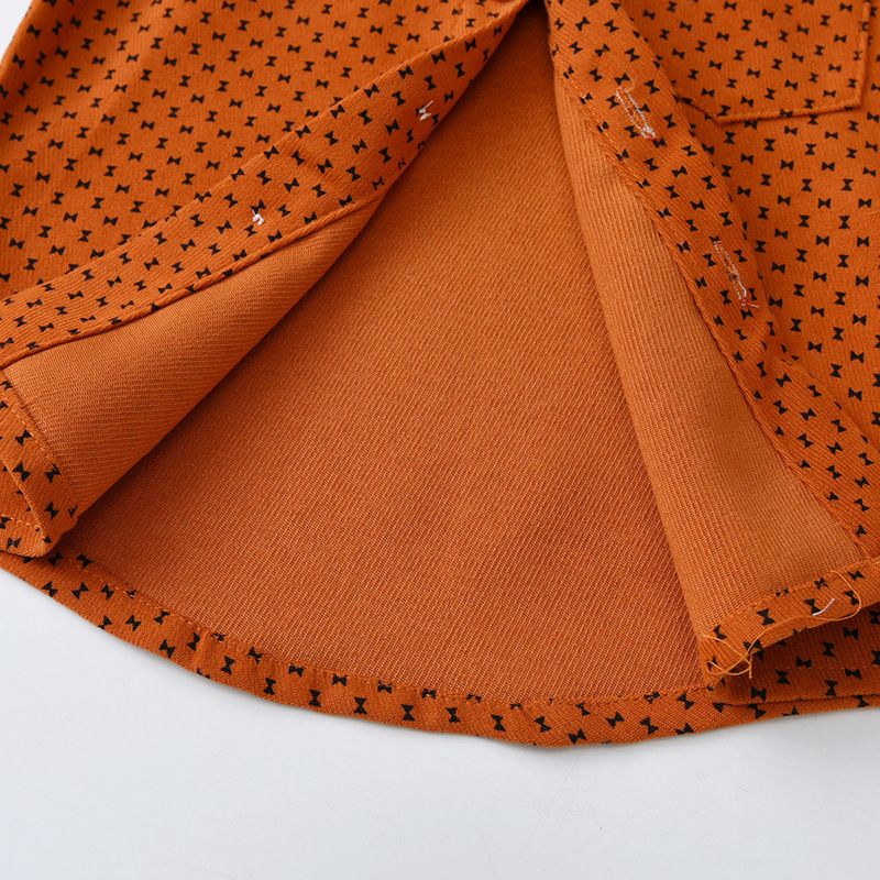 Kinderbekleidung Zweiteiliges, einreihiges, langärmliges, bedrucktes Baumwollhemd und Hosenträger für Jungen_voghion.com