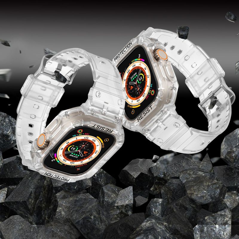 Applicable to Apple Watch 9 Ultra 2 watch strap 49mm shell shockproof durable sports TPU integrated strap_voghion.com
