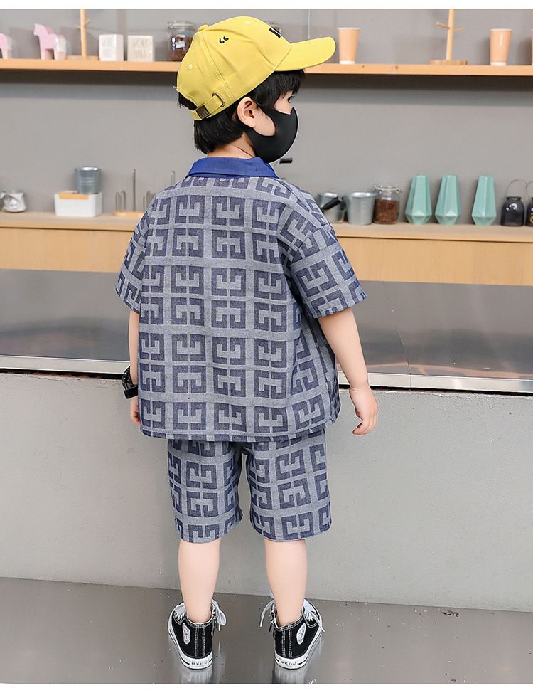 Camicia in denim per bambini, a maniche corte, per mamma e bambini, stile estivo, alla moda, per bambini_voghion.com