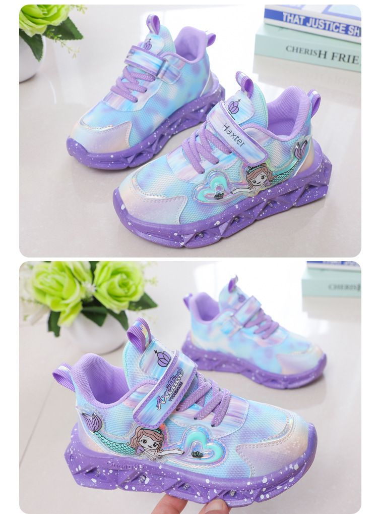 Children with light sneaker 2024 spring and autumn mesh breathable children's shoes medium and small children Princess lightweight casual shoes_voghion.com