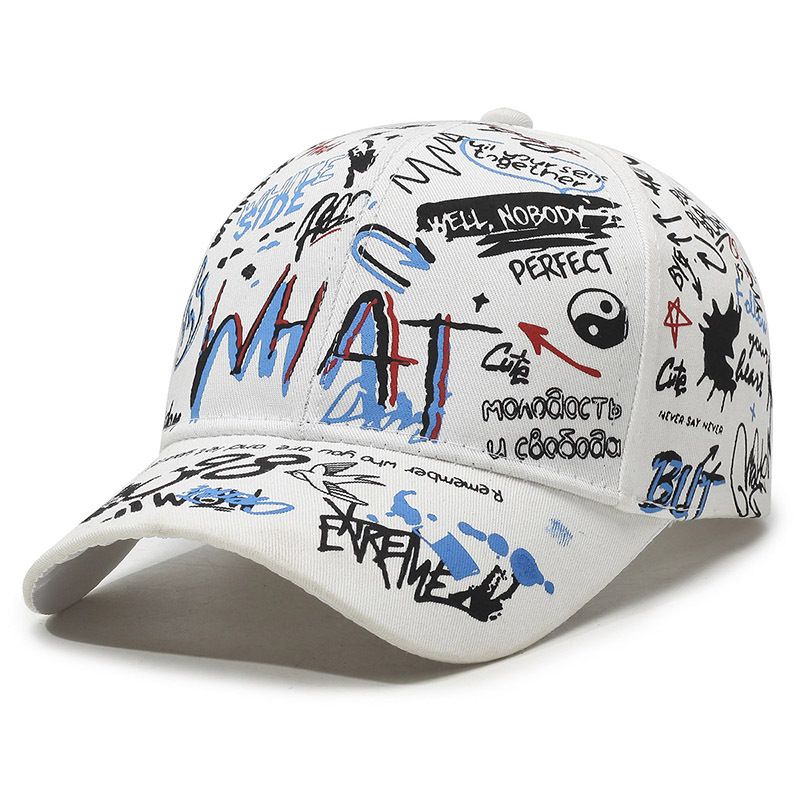 Gorra de béisbol con estampado de letras de grafiti estilo coreano para hombre y mujer, primavera y otoño, visera protectora solar para hombre._voghion.com