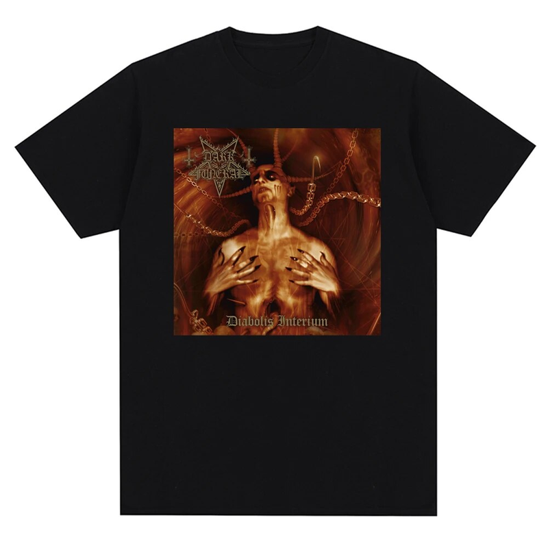 Kurzarm-T-Shirts für Herren und Damen im klassischen Dark Funeral Vintage-Stil aus reiner Baumwolle mit schwarzem Metal-Band-Print, bequeme Oberteile mit Rundhalsausschnitt_voghion.com