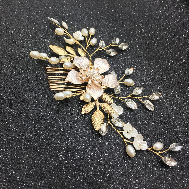 Gioielli da donna, tiara da sposa, pettine per capelli con perle da sposa, gioielli da sposa con conchiglia a forma di fiore in lega_voghion.com