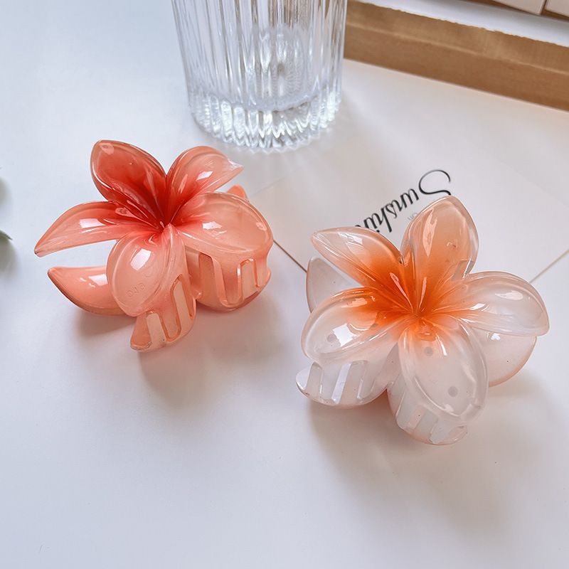 Clip per capelli unisex in stile resort, con frangipani e fiori di caramella, per spiaggia e mare, con sfumatura, per la parte posteriore della testa, a forma di squalo_voghion.com