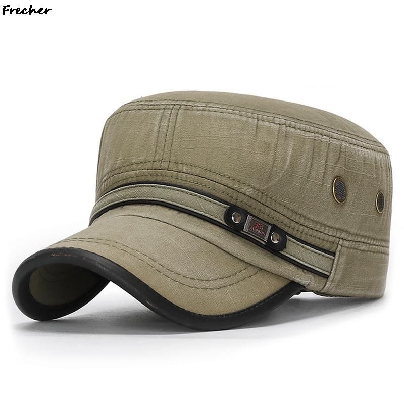 Fashion Vintage Jeans Military Cap Men Flat Top Cadet Army Caps Hunting Combat Tactical Visors Hat Comfortable Breathable Denim_voghion.com