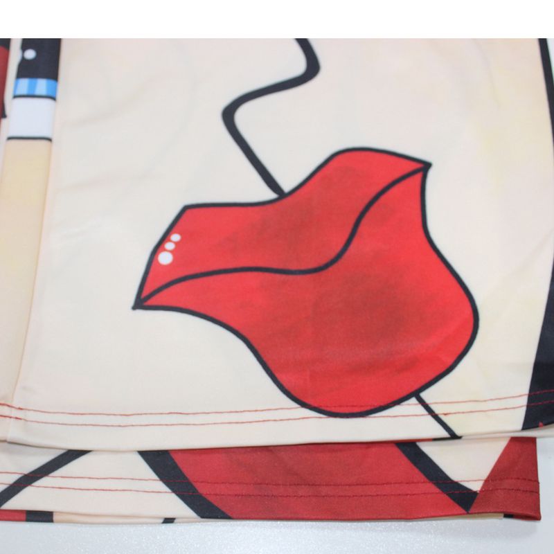 Ensemble deux pièces ample à imprimé pop et contrasté pour femmes_voghion.com