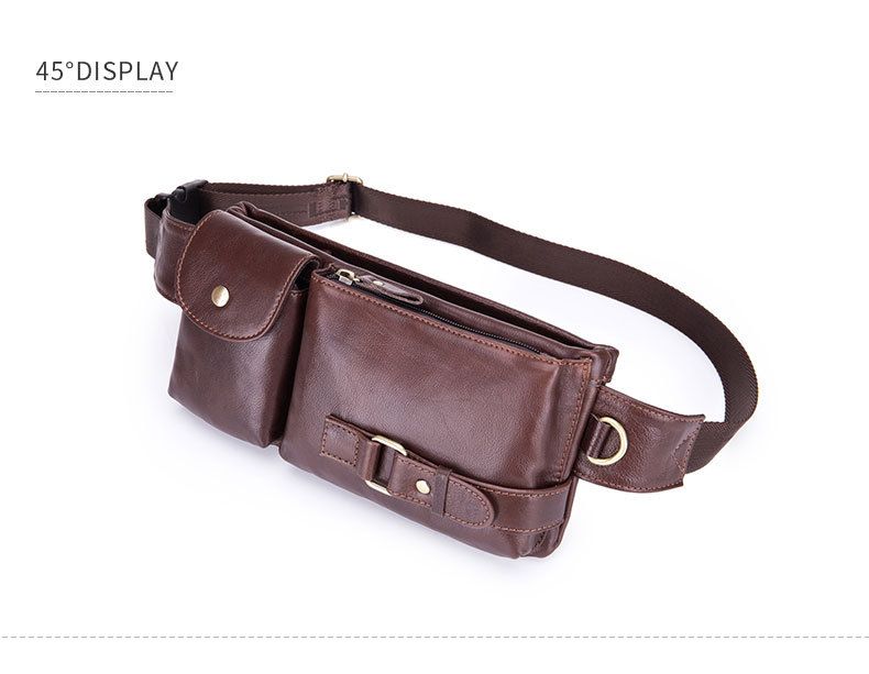 Men's Chest Bag Small Phone Waist Bag Single Shoulder Messenger Multifunctional Genuine Leather Chest Cowhide Running Bag_voghion.com