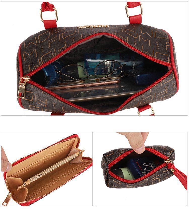 Bolsas femininas, novo estilo, moda, bolsa de mão com letras, ombro único, transversal, bolsa mãe e filho, conjunto de seis peças_voghion.com