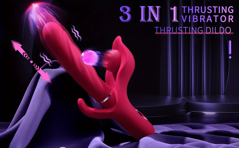 Stoßender Dildo-Vibrator, G-Punkt-Rabbit-Vibrator mit 30 Modi, Klitorisstimulator für Frauen, 3-in-1, stoßendes und klatschendes vibrierendes Sexspielzeug_voghion.com