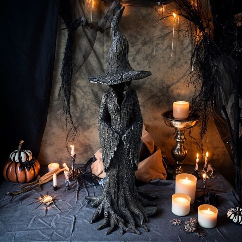Magic Witch Resin Statue - Halloween Horror Decor For Home Courtyard Garden, Spooky Ghost Ornament_voghion.com