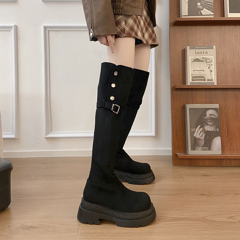 Yueyu 2025 Autumn Winter Trendy Two-Way Fold Thick-Soled Western Chunky Heel Over-the-Knee Long Riding Boots_voghion.com