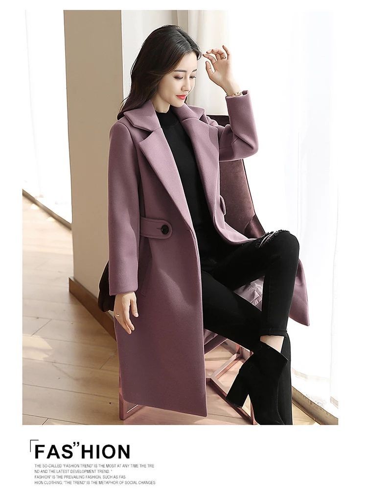 Eleganter Trenchcoat aus Wollmischung – Schmal geschnittener, zweireihiger langer Mantel für Damen (Rot/Beige/Camel/Schwarz/Rosa/Mauve, M-4XL)_voghion.com