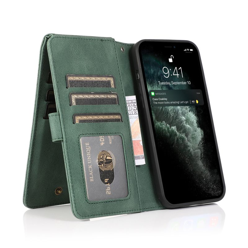 Mobile Phone Case Suitable For Iphone14 Leather Case Nine Carabiner Multifunctional Apple 14plus Skin-Sensitive Mobile Phone Protective Case_voghion.com