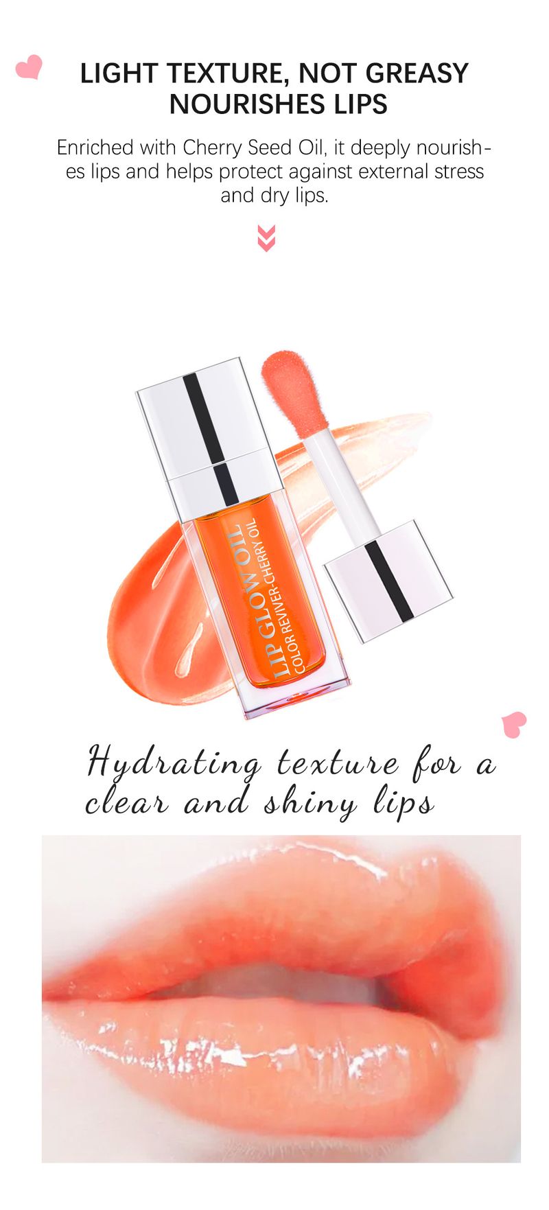 Getöntes Lippenöl, feuchtigkeitsspendend und feuchtigkeitsspendend, Lippenglasur, klarer Wassernebel, pralle Lippen, Lipgloss_voghion.com