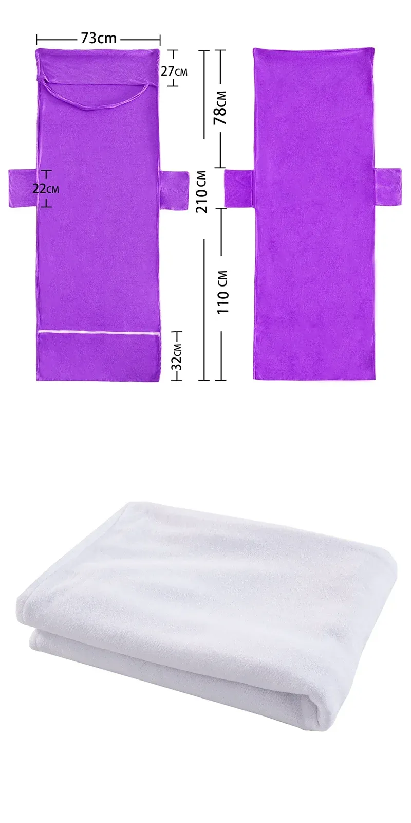 Beach Chair Cover Double Towel Folding Bag with Large Pocket Solid Colour Holiday Sunbathing Quick Dry Pool Leisure Lawn Patio_voghion.com