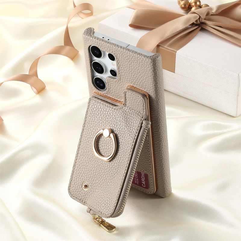 Attiecas uz Samsung s24ultra Dragon Year Lichee Pattern Oil Edge Card Bag mobilā tālruņa futrālis A55 uz augšu un uz leju Flip A15 aizsargmaciņš_voghion.com