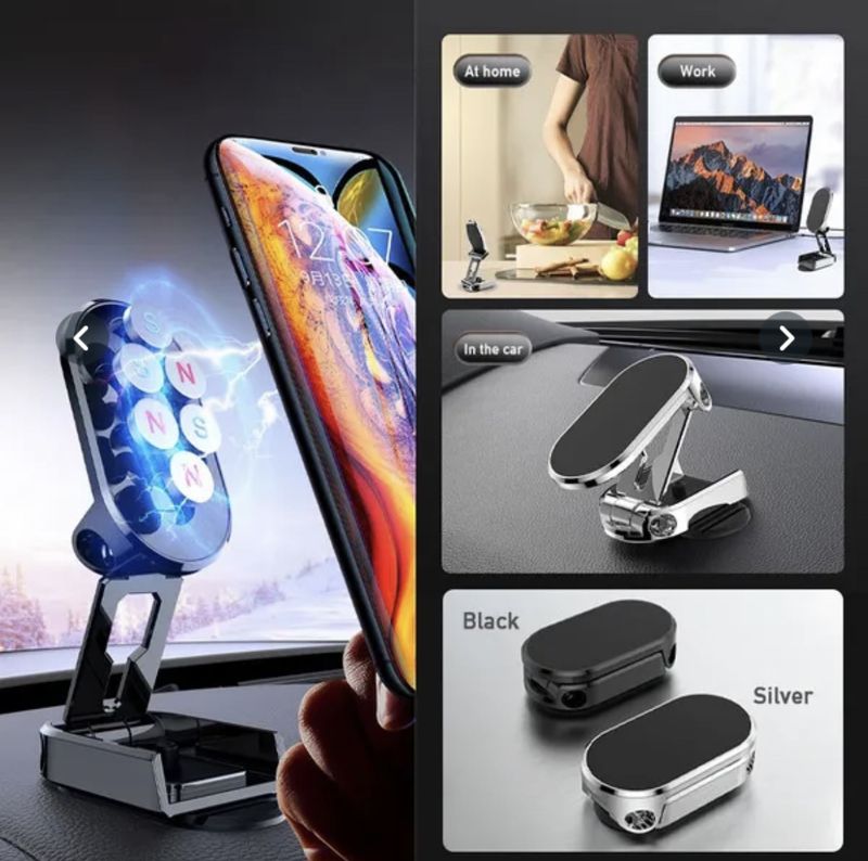 Magnetic Foldable Car Phone Stand Holder Compatible with any smartphone_voghion.com