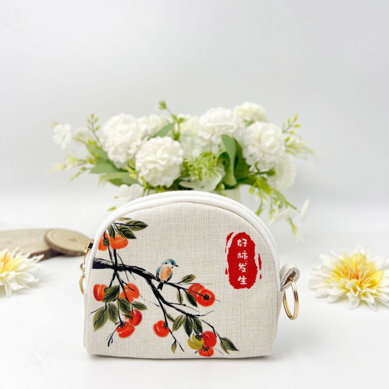 Digital Printed Zipper Coin Purse Shell Clutch Storage Key Small Bag Handmade Fabric Wallet Card Holder_voghion.com
