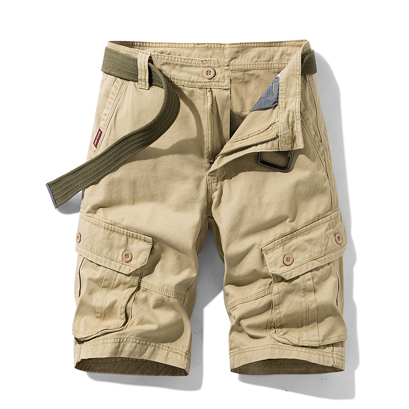 Summer Workwear Casual Pentagonal Pants, Trendy Brand Straight Tube Multi Bag Shorts, Men's_voghion.com