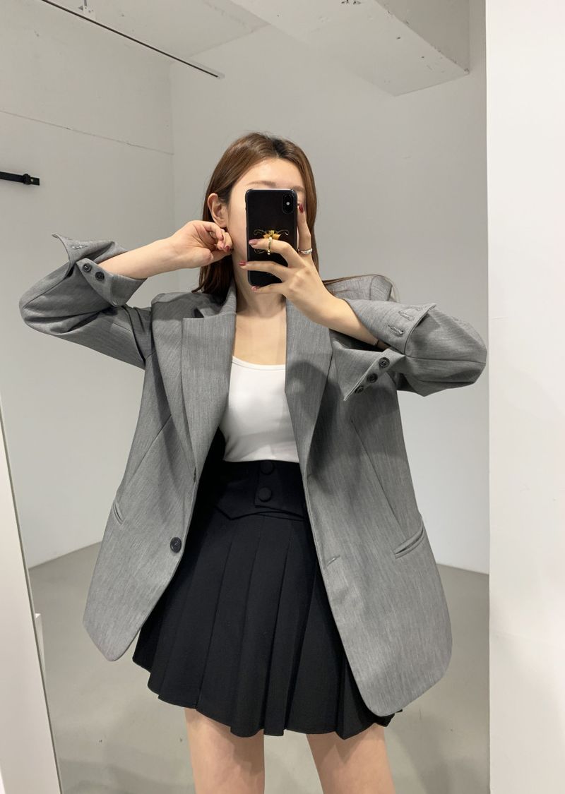 2024 Outono/Inverno Novo Melad Dress Up Coreano Chique Clássico Marrom Cinza Terno Casaco_voghion.com
