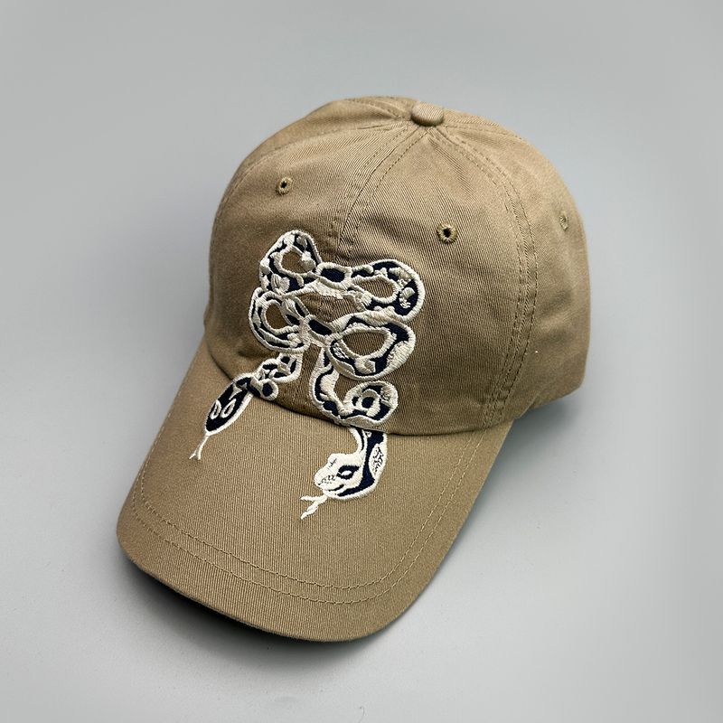 Elegante berretto da baseball con ricamo a forma di serpente e fiocco - Cappello unisex regolabile in cotone per protezione solare e moda_voghion.com