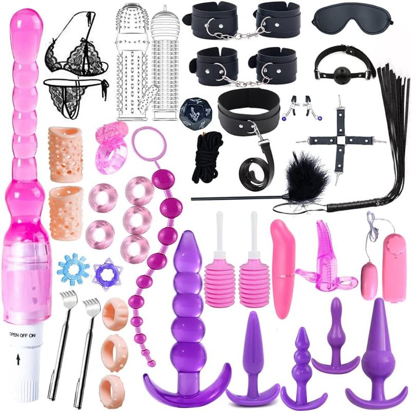 41Pcs SM Bondage Restraint Vibrator Silicone Anal Plug Sex Toys For Butt Plug Color_voghion.com