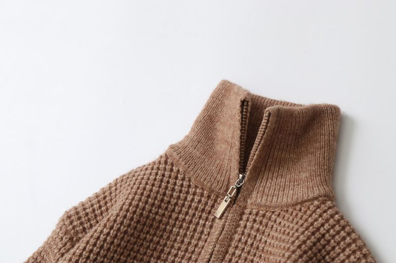 Mother & Kids Half-Zip Lambswool Sweater - Soft & Warm Winter Pullover For Big Kids (8+ Years), Classic Solid Colors (Cream, Coffee, Gray, Navy)_voghion.com