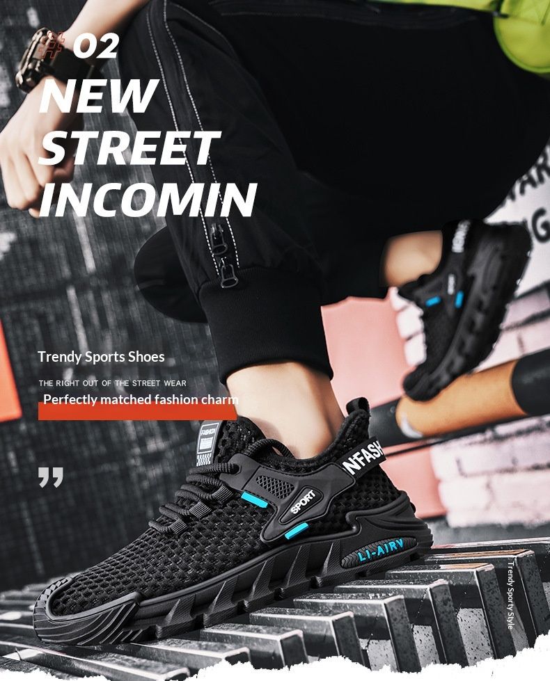 Glide Summer Breathable Thin Men's Running Soft Sole Lightweight Sports Casual Shoes Large Mesh Hollow Design_voghion.com