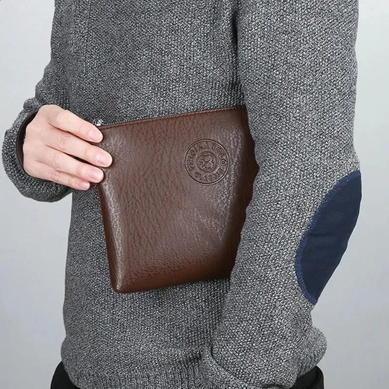 Portafoglio da polso - Borsa a mano da uomo grande in stile business, morbida pelle PU, elegante e raffinata, borsa regalo per il tempo libero_voghion.com