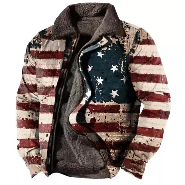 2024 Verdickte Seitennaht-Einsatztasche lässiger Reißverschluss lockere wolfbraune Jugend-Baumwoll-Herren-Plüschjacke_voghion.com