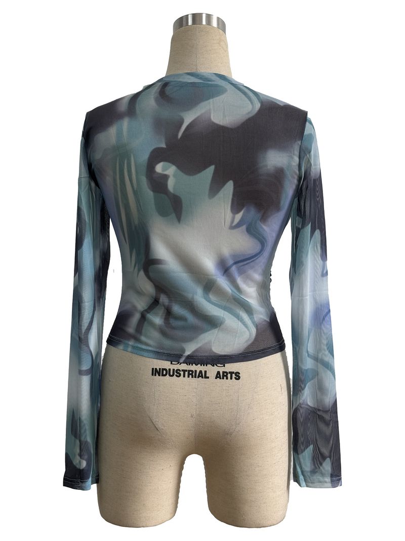 2025 Autunno e Inverno Nuovo Elegante Stampato Girocollo Maglia Slim Manica Lunga Abbigliamento Donna_voghion.com