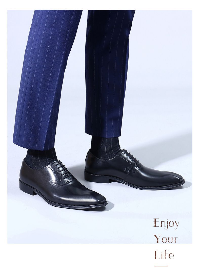 Skórzane buty męskie pierwsza warstwa skóry bydlęcej biznesowe formalne skórzane Brock rzeźbione brytyjskie zabytkowe buty ślubne garniturowe_voghion.com