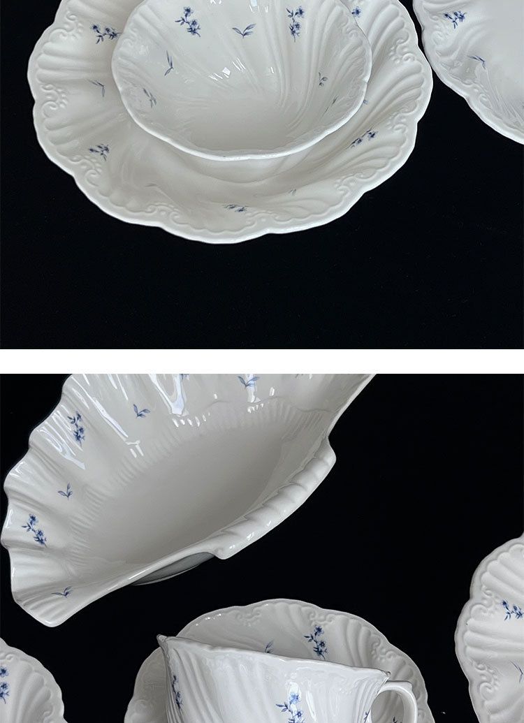 Blue Flower Ceramic Tableware Oval Plate 2025 Fall/Winter New_voghion.com