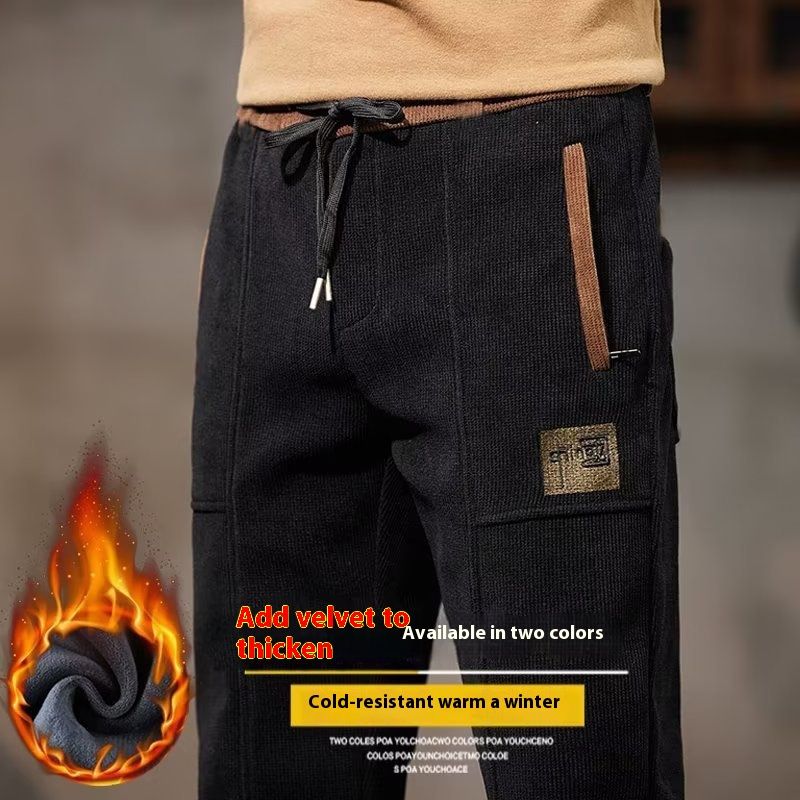 Cordhose für Herren im Herbst Winter, Trendmarke, Locker sitzende gerade Bein vielseitige Freizeithose, elastisch_voghion.com