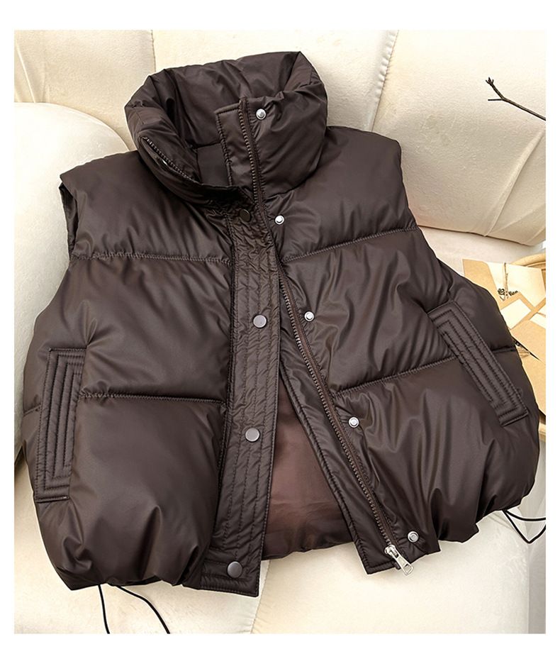 Abbigliamento donna Gilet in cotone da donna corto autunno e inverno gilet giacca in cotone gilet ispessito gilet trasmissione in diretta_voghion.com