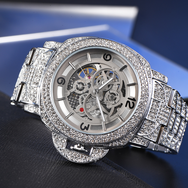 Montre mécanique automatique à grand cadran et fond creux lumineux pour homme_voghion.com