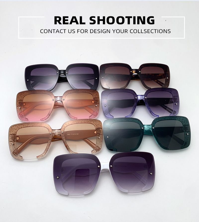 Trendy Large Frame Sunglasses – Gradient Lenses UV400 Protection, High-End Half Frame For Small Faces (European & American Style)_voghion.com