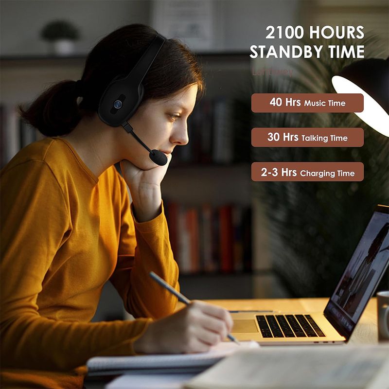 Headset, Bluetooth With Microphone,Wireless On-Ear Headset For Computer Cell Phone Trucker Home Office_voghion.com