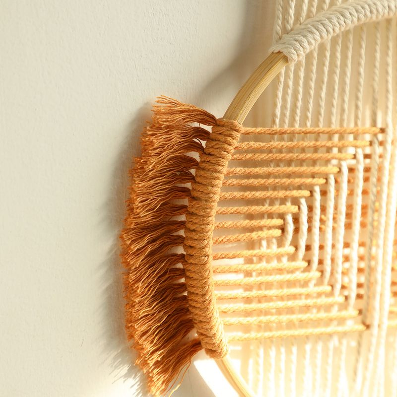 Boemia creativa bastone di legno anello di bambù cotone tessuto a mano arazzo semplice homestay decorazione della parete di casa all'ingrosso_voghion.com