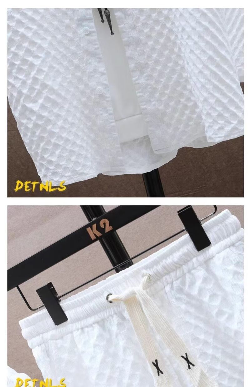 2024 Summer Solid Color New Thin Sports Leisure Two-piece Stylish Short Sleeved Shirt And Shorts Set, Trendy_voghion.com