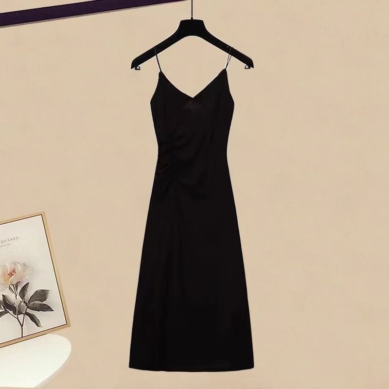 Abbigliamento da donna, abito di lusso per donne, nuova ragazza grassa, copri carne e mostra camicia sottile, gonna con bretelle, abito a due pezzi_voghion.com