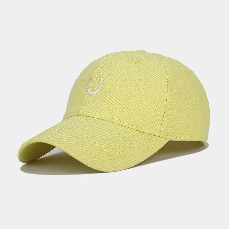 Smiley Face Trucker Washed Dad for Men Women Cute Baseball Caps Unstructured Smile Embroidered Hat_voghion.com